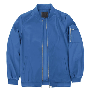 Chaqueta Bomber Negra para Hombre, Color Sólido, Cierre de Cremallera, Cuello Alto, Estilo Casual, Material de Poliéster, Ropa de Otoño - Product Image 5
