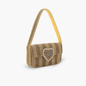 Bolso de Hombro Textil a Rayas Estilo Bohemio de Alta Calidad con Bordado de Corazón y Asa Roja, 7 Pulgadas, Duradero, para Todas las Temporadas, de Poliéster - Product Image 4