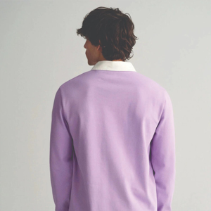 เสื้อโปโลรักบี้แขนยาวผู้ชาย ทรงปกติ ผ้าฝ้าย 100% เสื้อรักบี้สีพื้นแบบกำหนดเอง เสื้อฟุตบอล OEM ปิดกระดุม - Product Image 2