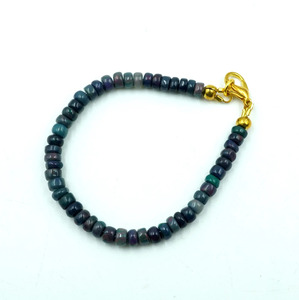 HAYAAT GEMS Natural Multi <b>Fire</b> Black Opal Cabochon Bracelet Gold Accent Beads Ethiopian Luxury Unisex Anniversary Jewelry - Product Image 2