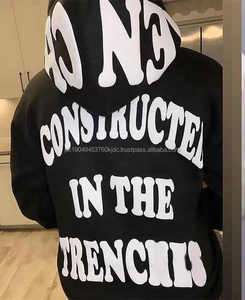 Vente en gros Sweat à capuche bouffant pour homme 100% Coton Hiver Imprimé personnalisé Coupe droite Coupe courte Ourlet brut Polaire perlé Streetwear Écologique - Product Image 3