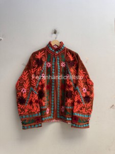 Boho Style Suzani <b>Velvet</b> <b>Jacket</b> Handmade Floral Embroidery <b>Jacket</b> Inside Cotton Lining <b>Jacket</b> <b>Women's</b> Winter <b>Velvet</b> <b>Jacket</b> - Product Image 4