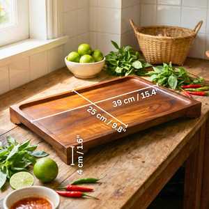 Planche à découper en bois d'acacia de qualité supérieure, écologique, de forme rectangulaire, lavable au lave-vaisselle, pour la préparation et le service des aliments en cuisine - Product Image 2
