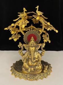 รูปปั้นเทพเจ้ารูปนกยูงพระพิฆเนศ,ต้นไม้มงคลทำมือเสริมฮวงจุ้ยสำหรับตกแต่งบ้านออฟฟิศ - Product Image 4