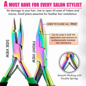 Outils d'extension de cheveux professionnels Pince de fermeture et de dissolvant de microbilles pour crochet de traction de poils avec boucle et anneau de sectionnement - Product Image 3