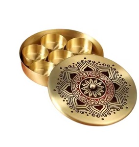 Modern Metal Masala Box with Decorative Lid Kitchen <b>Spice</b> <b>Storage</b> Container Organizer for Herbs Seasoning Dining - Product Image 3