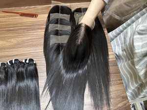12 Inches Natural Color Black Bone Straight Bundles Raw Vietnamese Human Hair for <b>Training</b> <b>Heads</b> for Black Women - Product Image 4