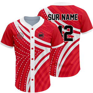 Custom Team Baseball Jersey 100% Polyester Breathable <b>Mesh</b> Anti-Bacterial Quick Dry V-neck OEM ODM Sportswear Supplier - Product Image 1
