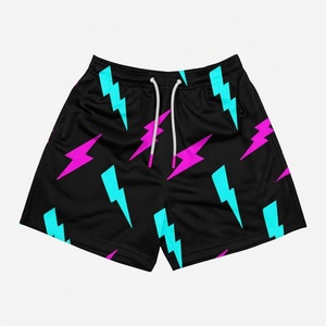 Custom Men's Sublimation Polyester Mesh Basketball Shorts with Lightning <b>Bolts</b> Breathable Athletic Gym Shorts - Product Image 1