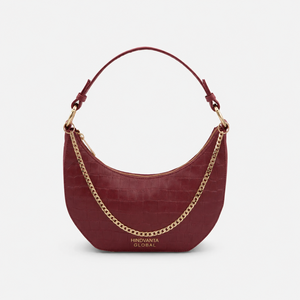 Sac à bandoulière demi-lune en cuir bio pour femme, durable, avec fermeture éclair et chaîne, écologique, taille personnalisable, prêt pour Noël, usage quotidien - Product Image 1