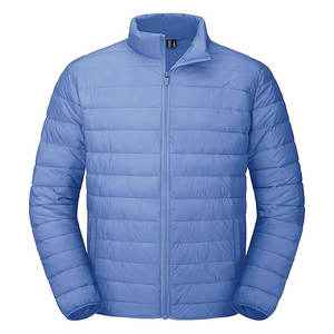 Veste matelassée isolante pliable pour homme, légère, coupe-vent, hydrofuge, avec fermeture éclair intégrale, col montant et poches latérales - Product Image 1