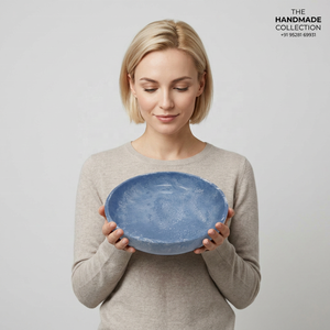 Handmade Resin <b>Bowl</b> <b>Blue</b> Crackle Glaze Modern Luxury Design Eco Friendly Dishwasher Safe Food Serving Gifting - Product Image 1