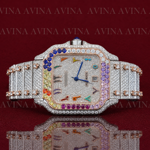 Reloj Mecánico de Lujo para Mujer con Diamantes de Moissanita Arcoíris, Estilo Hip Hop |   Reloj de Edición Limitada con Esfera Cuadrada y Acabado en Acero Inoxidable - Product Image 2