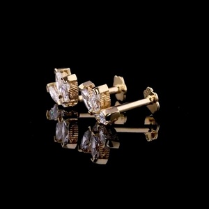Boucles d'oreilles en forme de plume de paon à coupe marquise - Product Image 3