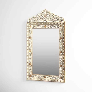 Floral Design Mother of Pearl Inlay <b>Mirror</b> Handmade Decorative Wooden Frame <b>Wall</b> <b>Mirror</b> Restaurant or Bathroom Decor - Product Image 2