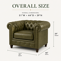 Fauteuil Chesterfield élégant de style mid-century moderne en cuir véritable avec garniture cloutée, fauteuil d'appoint de luxe pour salon et chambre