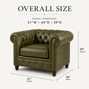 Elegante Sillón Chesterfield de Cuero Vintage con Adornos de Tachuelas, Sillón de Lujo para Sala de Estar, Sillón Chesterfield de Cuero Decorativo - Product Image 2