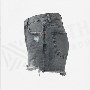Shorts en jean élégants pour femmes, taille ajustée, déchirés, style estival décontracté, streetwear, couleur personnalisable, tenues chics - Product Image 3