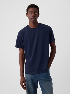 Camiseta de Manga Corta para Hombre, Cuello Redondo, Ajuste Holgado, Color Azul Marino, Diseño Sólido, Ecológica, de Secado Rápido, Transpirable, de Algodón Jersey No Tejido - Product Image 3