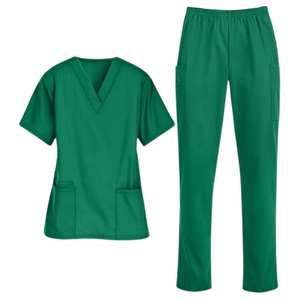 Tenues professionnelles infirmières et médicales sans plis, respirantes, en mélange de coton, haut à col en V et pantalon droit – Fabricant - Product Image 4