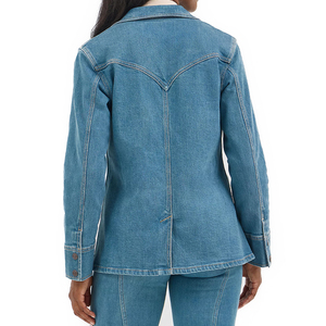 Trending Women's Premium Woolen Denim Business Suits <b>Blazer</b> Tailored Jacket Long Solid Pattern Customizable Office Single <b>Button</b> - Product Image 3