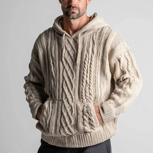 Pull à col rond pour homme The Perfectionists, en polaire épaisse, motif géométrique, manches longues, en laine anti-boulochage, pour l'automne - Product Image 2