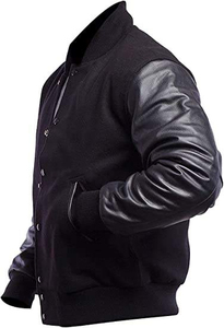 Chaqueta Varsity Negra Personalizada 2026 para Hombre con Diseño de Cuero, Estilo Casual, Diseña Tu Propio Estilo - Product Image 2