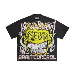 T-shirts personnalisés pour hommes, coupe ample, haute qualité, 100% coton, style vintage, motif crâne de feu, avec votre logo. - Product Image 5