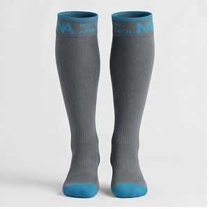 North Approach <b>Knee</b> <b>High</b> Running <b>Socks</b> Gray Blue Breathable Knitted for Adults Summer Sport Use - Product Image 1