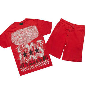 Conjunto de Camiseta y Pantalones Cortos Deportivos para Hombre, para Uso Casual y Entrenamiento, Dos Piezas, Ropa Deportiva para Gimnasio, Ejercicio, Uso Diario - Product Image 1