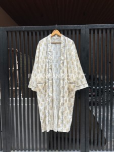 Bata de algodón con estampado floral para mujer, manga larga, cuello en V, longitud completa, suave y cómoda para primavera, con cinturón - Product Image 4