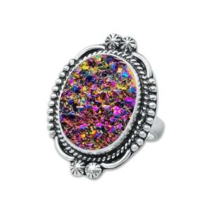 <b>Titanium</b> Druzy Gemstone <b>Rings</b> Bohemian Trendy Fashionable Wholesale Jewelry for Women's Wedding Engagement <b>Ring</b> - Product Image 2