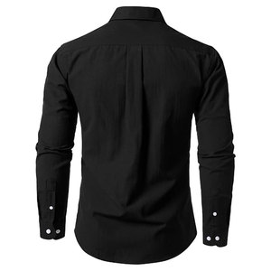 <b>Men's</b> Lightweight Oxford Long Sleeve <b>Shirt</b> <b>Black</b> Casual Breathable <b>Slim</b> <b>Fit</b> Dress <b>Shirt</b> with Chest Pocket Button Down Collar - Product Image 2