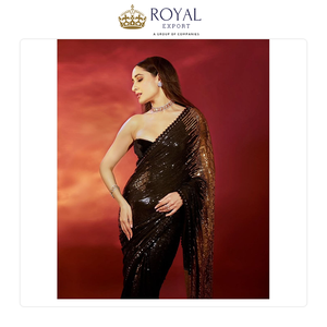 คอลเลกชันพิเศษของผ้าซารีจอร์เจตต์คุณภาพสูง ดีไซน์สวยงาม พร้อมงานปัก สำหรับงานปาร์ตี้และงานแต่งงาน - Product Image 5