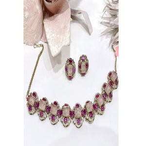 Alluring Premium Quality <b>Silver</b> Plated Classic Designer <b>Necklace</b> <b>Set</b> with Earrings for Wedding Party Function Wear Collection - Product Image 1