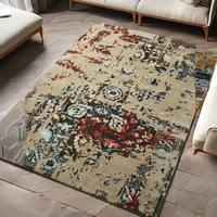 Wolle/Seide Blumenmuster Moderner Handgeknüpfter Mittelfloriger Extra Dicker Waschbarer Quadratischer Teppich - Jute-Rückseite für Heim- und Gewerbenutzung