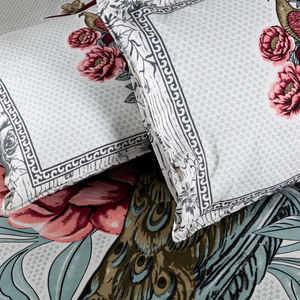 Parure de lit classique en coton imprimé fleurs et paons, pour lit double, avec 2 taies d'oreiller, style hôtelier et domestique, prix de gros - Product Image 5