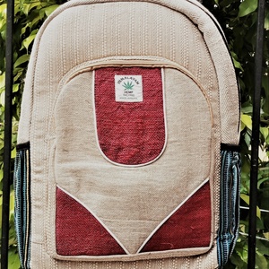 Mochila de compras Gaurab mediana con patrón de rayas de cáñamo, asa y cierre de cremallera, precio mayorista - Product Image 1