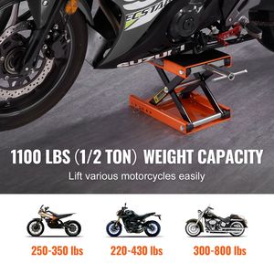 Sollevatore a Forbice per Moto con Piattaforma Larga da 1100 LBS, Perno di Sicurezza e Supporto a Manovella Centrale da 3.7-13.8 Pollici - Product Image 2