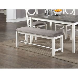 White 6pc Dining Room <b>Set</b> <b>Table</b> 4 Side Chairs a <b>Bench</b> Made From Rubberwood MDF - Product Image 4