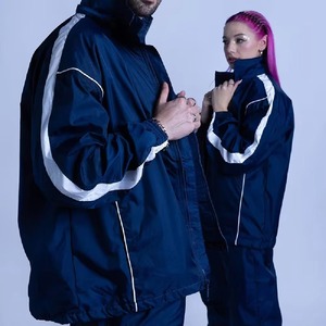 Survêtement de jogging deux pièces en coton de haute qualité avec logo personnalisé, coupe-vent d'hiver, fermeture éclair, imperméable, réversible, respirant - Product Image 4