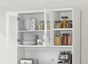 Mueble de Cocina Moderno Estilo Americano Ecológico K409, Tablero de Partículas con Acabado Superior en Melamina, 2 Puertas Acrílicas, 1 Cajón - Product Image 2