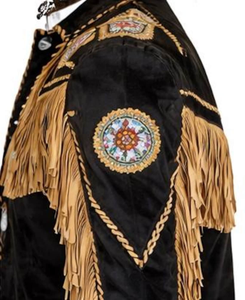 Veste Western Homme en Daim Noir à Franges, Style Moto Biker, Vintage Cowboy Rodeo, Vente en Gros Personnalisée - Product Image 5