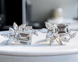 Pendientes de Diamantes de Corte Marquesa Esmeralda de Lujo, Cultivados en Laboratorio, Certificados por IGI, Color D E F, Claridad VVS VS, Oro, Oro Rosa, Oro Blanco, Plata - Product Image 5