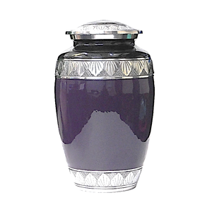 Urna Funeraria de Aluminio para Adultos con Grabado, Acabado en Estaño y Esmalte Morado Claro, Artículos Funerarios Metálicos para Cenizas Humanas - Product Image 6