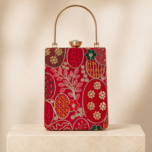 Bolso de mano rectangular de brocado de seda bordado oriental con cadena, para noche, boda, fiesta, regalo para dama, bordado de satén - Product Image 1