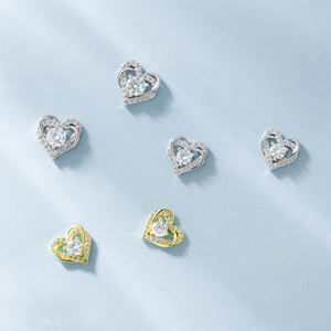 S925 Sterling <b>Silver</b> Jewelry <b>Set</b> Fashion <b>Earrings</b> Necklace <b>Set</b> Heart Pendants <b>Stud</b> <b>Earrings</b> Charm Diamond Necklace for Women - Product Image 3