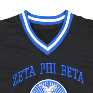 Maillot de football Zeta Phi Beta noir, maillot de sororité ZPB pour femmes, chemise athlétique à col en V, vêtements grecs, style HBCU - Product Image 4