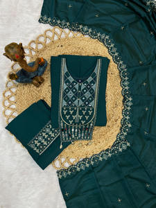 Traje Salwar de Tela de Seda Chinon de Diseño Moderno, Estilo Indio-Pakistaní, Exclusivo y Elegante para Mujer, Ideal para Fiestas, Bodas y Uso Casual - Product Image 5