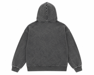 Sudadera con capucha extragrande y cremallera completa para hombre, estilo lavado ácido, de peso pesado, antiarrugas, de forro polar, de Spandex/Poliéster, estilo urbano - Product Image 4